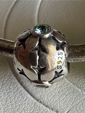 Authentic Pandora Blue Topaz Snowflake Charm Silver
